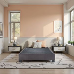 Letto Moderno Contemporaneo Queen Size in Tessuto Grigio Antracite con Base Imbottita Elegante - Product Image 2
