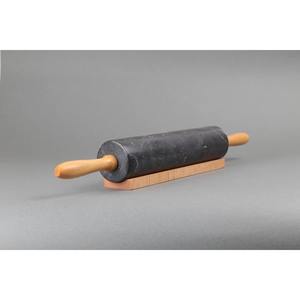 Rodillo de amasar de mármol negro duradero con mango de madera y soporte para uso en el hogar, clases de repostería, restaurantes, panaderías y cafeterías - Product Image 3
