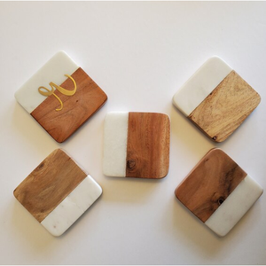 Posavasos Cuadrados de Mármol Natural de Diseño Moderno, Ecológicos, Duraderos y Lavables, de Madera y Piedra para Uso en la Cocina - Product Image 1