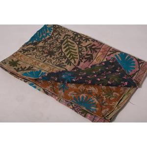 Handmade Eco-Friendly Washable All-Season Boho Kantha Suzani <b>Quilt</b> Vintage Cotton Floral Embroidery Indian Bedspread <b>Throw</b> - Product Image 6