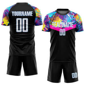 Ensemble d'uniformes de football personnalisés unisexe à manches courtes et col en V, fabrication sur mesure, marque privée, 100 % polyester, impression par transfert thermique - Product Image 4
