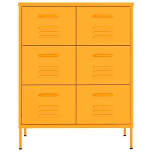 Meuble à tiroirs moyen à roulettes en acier jaune moutarde pour salon - Product Image 3