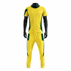 Custom <b>Cricket</b> Uniform Set Yellow Green Polo <b>Shirt</b> Track Pants Team Kit Breathable Quick Dry Training Wear - Product Image 1