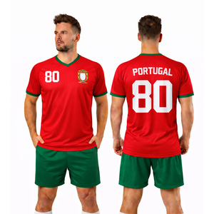 Maillot de football personnalisé Coupe du Monde 2026 style Portugal, ensemble maillot et short à manches courtes pour hommes et femmes - Product Image 1