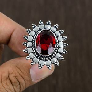 Faceted Ruby Ring 925 Sterling Silver <b>Boho</b> Statement Gemstone Ring Handmade Jewelry Size 8 Gift - Product Image 6