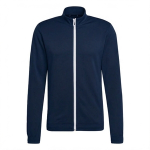 Veste de survêtement rouge pour homme à col montant et fermeture éclair intégrale, décontractée, respirante, en polyester, pour l'automne, coupe classique, couleur unie - Product Image 5