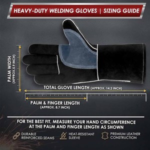 Gants de soudure en cuir de vachette pleine fleur à haute performance, résistants à la chaleur et aux étincelles, pour la lutte contre les incendies, la construction et le barbecue - Product Image 3