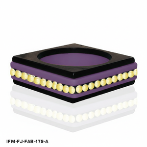 Bracelet hexagonal en acrylique noir et violet fait main, style géométrique moderne, avec incrustation de perles jaunes pour femme - Product Image 4