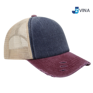 Custom Logo Trucker <b>Cap</b> Mesh Fabric Washed 5-Panel Adjustable Baseball <b>Cap</b> Solid Color Casual Spring Summer <b>Hat</b> - Product Image 3