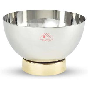 Tazón para servir de forma redonda de acero inoxidable con mango de hoja de latón Tazón para servir único para hoteles y restaurantes en casa - Product Image 5