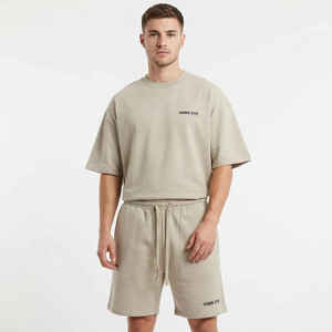 Casual Oversized <b>Shirts</b> Sets Cotton Men's <b>T</b> <b>Shirt</b> and Short Set With Zipper <b>Polyester</b> Pullover Men's Custom LOGO Tracksuit - Product Image 1