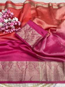 Sari en soie pure douce pour femme, bordure Kota Chex, avec pallu tissé et chemisier, en stock - Product Image 2