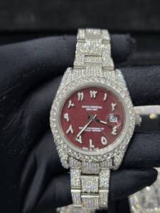 Rose Gold Full Diamond Pave <b>Mechanical</b> <b>Watch</b> <b>for</b> <b>Men</b> Iced Out Bling Stainless Steel Luxury Hip Hop 16mm Band - Product Image 5