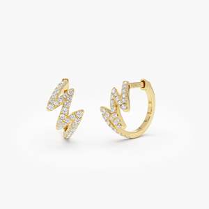 Aretes de Aro Modernos en Plata de Ley con Baño de Oro de 14K, Diseño de Onda Zigzag, con Moissanita Natural, Lujosos y a la Moda 2026 - Product Image 1
