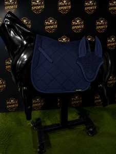 Almohadilla de silla de montar acolchada Twill Sports Navy con malla transpirable y kit de cubrecuello unisex, 140g, colores personalizados con impresión digital, OEM - Product Image 6