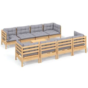 Ensemble de salon de jardin gris uni 100% polyester, bois naturel, pin 100% polyester - Product Image 2