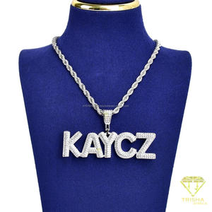 Collar Personalizado con Letra Minúscula y Diamante Moissanita, Colgante Brillante con Diseño de Palabra Audaz, Colgante de Lujo para Streetwear - Product Image 6