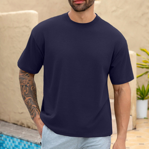 T-shirt Homme Oversize en Mélange de Coton Doux, Léger, Confortable, Coupe Décontractée, Col Ringer, Respirant, Décontracté Quotidien, Personnalisable OEM - Product Image 3