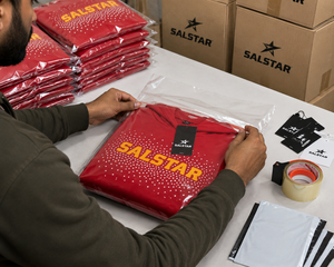SALSTAR Women's Cropped <b>Hoodie</b> <b>Red</b> Mesh Lantern Sleeve Sequined Logo Sweatshirt Summer Casual Wear - Product Image 5