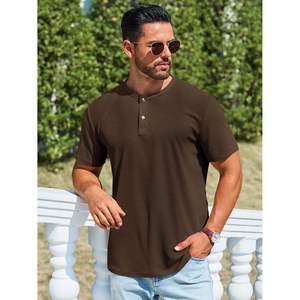 2025 <b>Men's</b> Casual Short Sleeve Waffle <b>Henley</b> T-Shirt Crewneck Summer Workout Beach <b>Tops</b> - Product Image 2