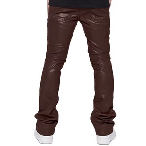 Pantalon en cuir moto grande taille personnalisé pour l'hiver, style décontracté, équipement de protection, braguette boutonnée, brodé, imperméable à la taille moyenne - Product Image 1