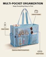 Sac fourre-tout en maille léger personnalisé avec logo, plusieurs poches, idéal pour la plage, la piscine, la natation, le shopping, le sport et les vacances