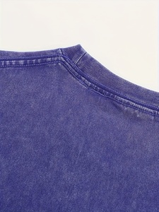 Camiseta de Hombre al por Mayor, Estilo Desgastado con Bordado, Lavado Ácido, 100% Algodón, con Logotipo Personalizable, Tallas Grandes - Product Image 2