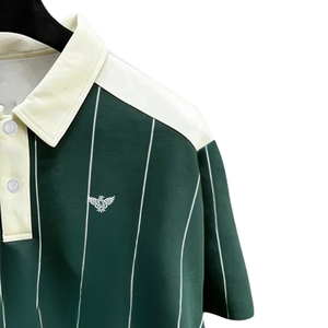 Camisa a Rayas Antiarrugas para Hombre, Manga Corta, Casual, para Golf, Tenis, Transpirable, Corte Regular, Suave, para Uso Diario en Verano, Verde - Product Image 3