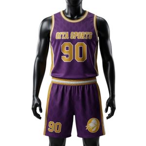 Ensemble uniforme de lacrosse pour hommes, violet et or, sublimation, polyester, léger, maillot et short de sport, vêtements d'entraînement - Product Image 1