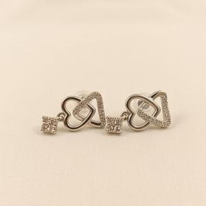 DIVYORO INTERLOCKING HEART and KEY 925 <b>SILVER</b> TRENDS <b>STUD</b> EARRINGS for WOMEN - Product Image 3