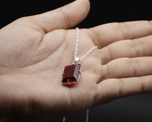 Lab Grown <b>Ruby</b> Pendant <b>Necklace</b> Synthetic Red Gemstone Jewelry Luxury Gift Wholesale Supplier Energy Healing Stone - Product Image 5