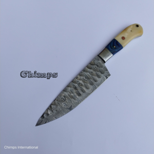 New Professional Damascus Chef <b>Knife</b> Camel <b>Bone</b> <b>Handle</b> Full Tang Stainless Steel Eco-Friendly with Leather Cover - Product Image 4