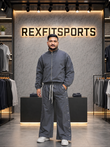 REXFIT SPORTS 2026 Custom <b>Nylon</b> Tracksuit For Men Full Zip Jacket Snap Button <b>Jogger</b> Pants Lightweight Sportswear Streetwear - Product Image 3