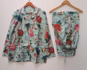 Conjunto de Pijama de Algodón 100% con Estampado Animal para Mujer, Manga Larga, Cuello Camisero, Pantalón Largo, Ropa de Dormir Suave e Informal - Product Image 2