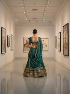 Lehenga Choli Tradicional Indio Verde Dulce, 100% Seda, Sin Coser, Último Modelo Nupcial, Directo de Surat, Más Vendido, Listo para Usar - Product Image 3