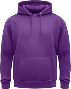 Sweat-shirt à capuche en molleton de coton uni violet pour homme SPARKWELL, décontracté, à manches longues, avec poche kangourou, automne-hiver - Product Image 1