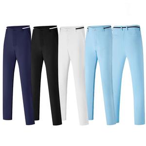 Pantalon tissé classique pour homme, couleur unie, fermeture boutonnée, coupe ajustée, vêtements de golf - Product Image 3