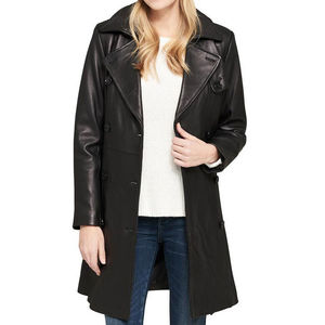 Manteau trench en cuir marron de qualité supérieure pour femme, style tendance hiver, en cuir véritable, personnalisable, veste pour homme - Product Image 4