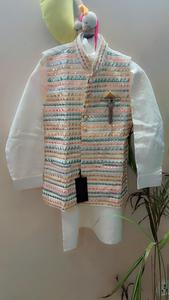 hot selling Partywear Indian Ethnic Traditional Boys Clothing Sets Kurta Pajama Soft Cotton <b>2</b>-<b>Piece</b> Wedding Festive <b>suite</b> - Product Image 3