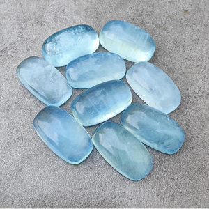 Natural Aqua Milky Cabochon Big <b>Cushion</b> Shape Calibrated, Flat Back Loose Gemstone All Wholesale Third - Product Image 5