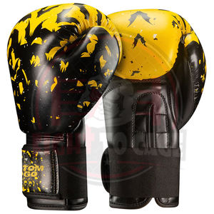 Guantes de Boxeo de Piel Sintética PU de Alta Calidad para Entrenamiento y Combate, Color Negro y Amarillo, para Niños, 16 oz, Venta al Por Mayor - Product Image 2