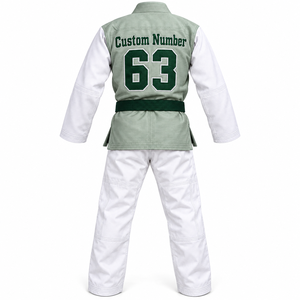 Daimstar Industry Kimono de Jiu-Jitsu Vert et Blanc Unisexe pour Adulte avec Ceinture Vert Foncé - Product Image 2