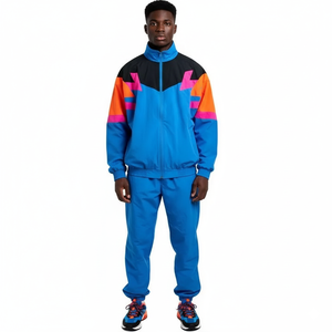 Autumn Custom Logo Patchwork Nylon Tracksuits Windbreaker <b>Jacket</b> Suit Street Waterproof <b>Men's</b> Oversized Nylon Tracksuit - Product Image 6