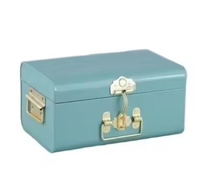 Coffre de rangement en métal rectangulaire avec couvercle, design industriel, organisateur d'outils, 1 couche, couvercle à charnières - Product Image 3