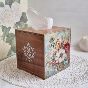 Caja de pañuelos de madera impresa contemporánea, elegante caja de pañuelos de madera impresa para decoración moderna de apartamentos, estuche mayorista. - Product Image 2