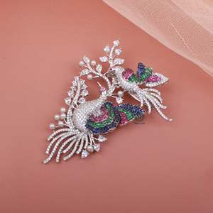 Oshin CZ Crystal Brooch Pin-Gold Plated Rhinestone Floral Animal Number Design - Product Image 3