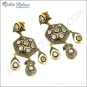 Pendientes de Araña Hexagonales Chapados en Oro de 22k para Mujer, con Cristales de Imitación, Joyería Vintage para Bodas, Art Palace - Product Image 3