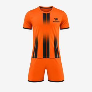 Conjunto de Camiseta y Pantalones Cortos de Fútbol Naranja para Hombre WARPRO, Sublimados, con Franjas, que Absorben la Humedad, Ajuste Atlético, para Todas las Temporadas - Product Image 1