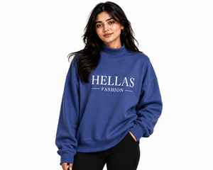 Sudadera de Cuello Alto para Mujer, Marca Hellas Fashion, Felpa Suave y Gruesa, Poliéster/Algodón, Secado Rápido, Resistente al Viento, Transpirable, Personalizable para Escuela - Product Image 1