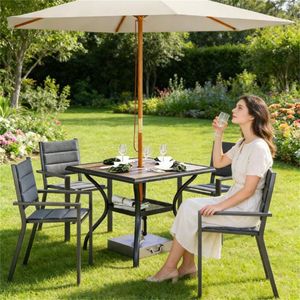 Tavolo da Pranzo Quadrato Grigio per Esterni, Tavolo da Giardino e Terrazza, Solo Arredamento da Patio - Product Image 1